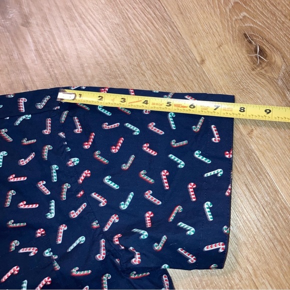 Men's Christmas Navy Blue Candy Cane Print Shirt Size Medium | Holidays - Picture 9 of 10